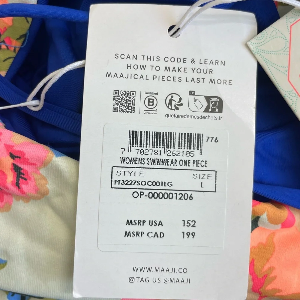 Maaji Safari One Piece Reversible Plunge Swimsuit Size L NWT